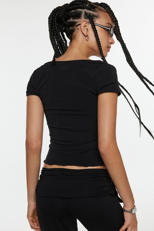 Silence + Noise Krystal Ruched Flyaway Mesh Top #3