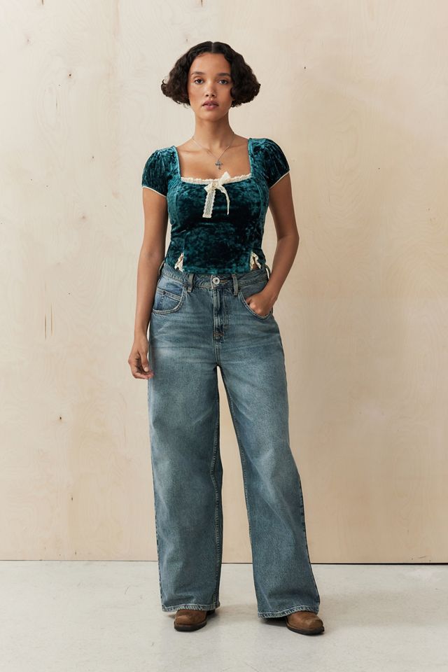 Kimchi Blue Rosa Square Neck Velvet Blouse #2