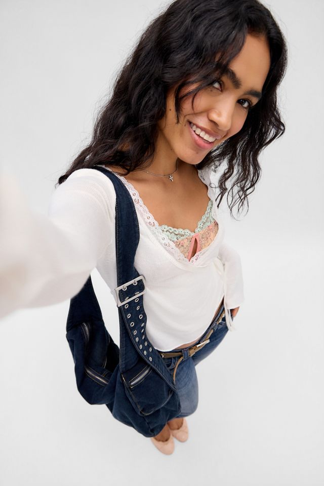 Top a Portafoglio Juliette con Bordo in Pizzo Kimchi Blue #2