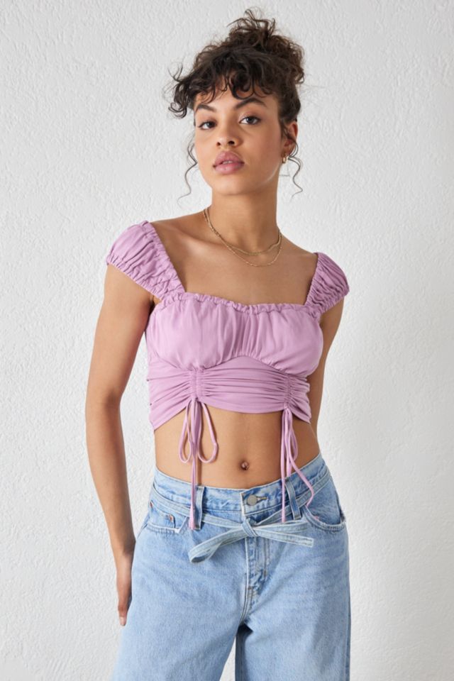 UO Bonnie Ruched Cupro Crop Top