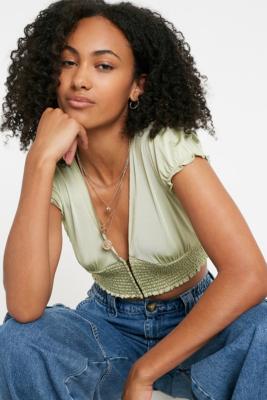 UO Satin Hook & Eye Top | Urban Outfitters UK