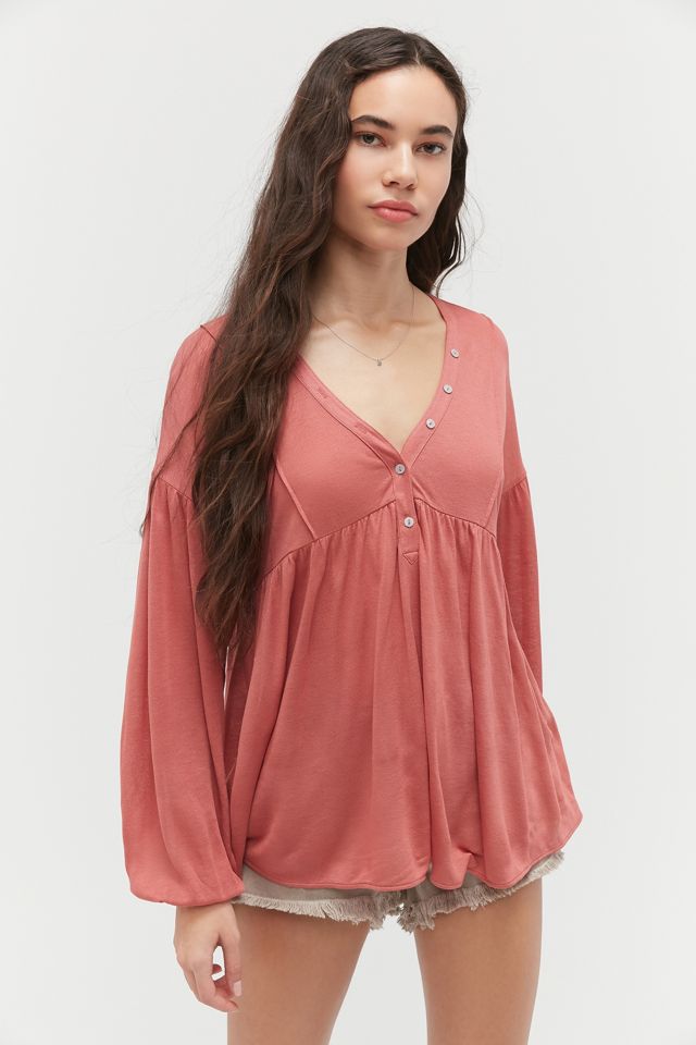 UO Spirit V-Neck Babydoll Blouse #3