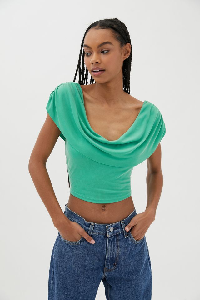 UO Thalia Green Cowl Neck Top #1