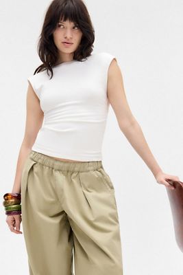 UO Lia Short Sleeve Backless Cotton Top