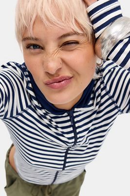 BDG Bekki Long Sleeve Striped Hoodie