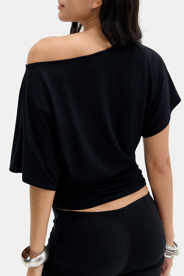 UO Sasha Slash Neck Ruched Waist T-Shirt #3