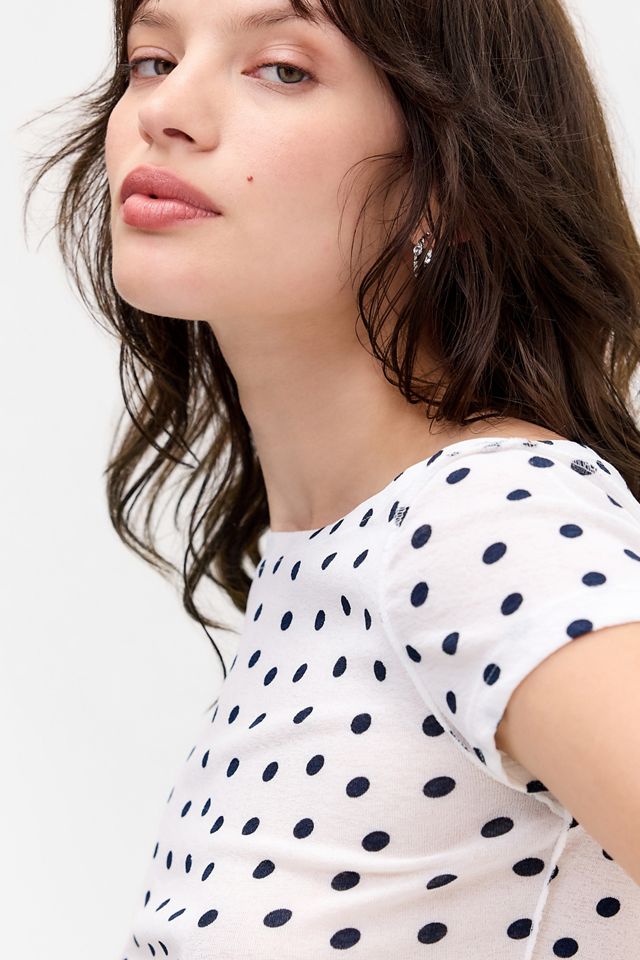UO Frankie Polka Dot Short Sleeve Slash Top #2