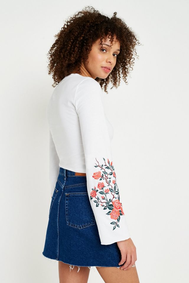 Pins & Needles Floral Embroidered Flute Sleeve Top #2