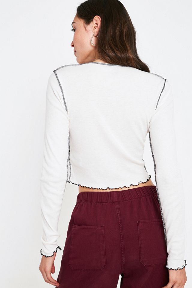 UO - T-shirt à manches longues à bordures ondulées surpiquées #2