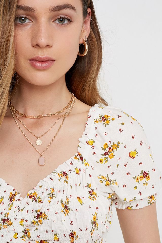 UO Printed Ruched Top #1
