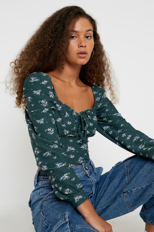 UO Fochette Printed Long-Sleeve Blouse | Urban Outfitters UK