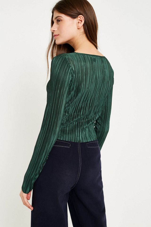 UO Plisse Contrast Stripe Side Long Sleeve Top #2