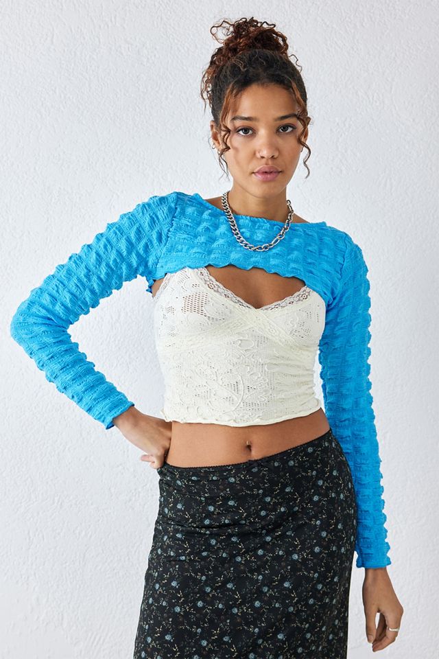 UO Popcorn Knit Shrug Urban Outfitters UK