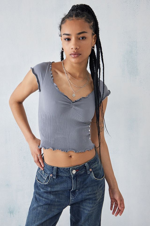 UO Elsie Lettuce-Edge Crop Top