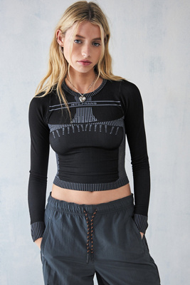 iets frans Black Lara Long-Sleeved Longline Tie-Back Top