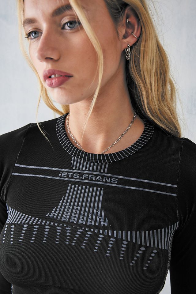iets frans... Black Lara Long-Sleeved Longline Tie-Back Top #2