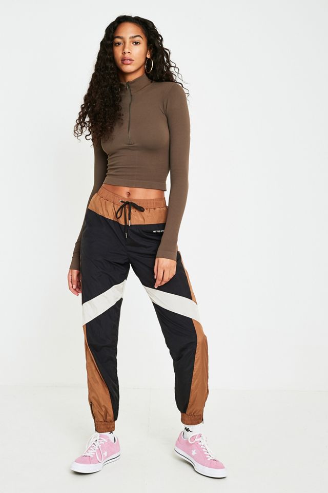 UO Brown Baby Rib Half-Zip Funnel Neck Top #2