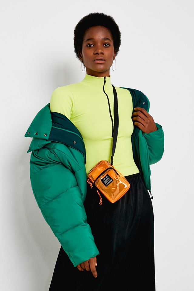 UO - Haut côtelé à col cheminée zippé vert citron #2