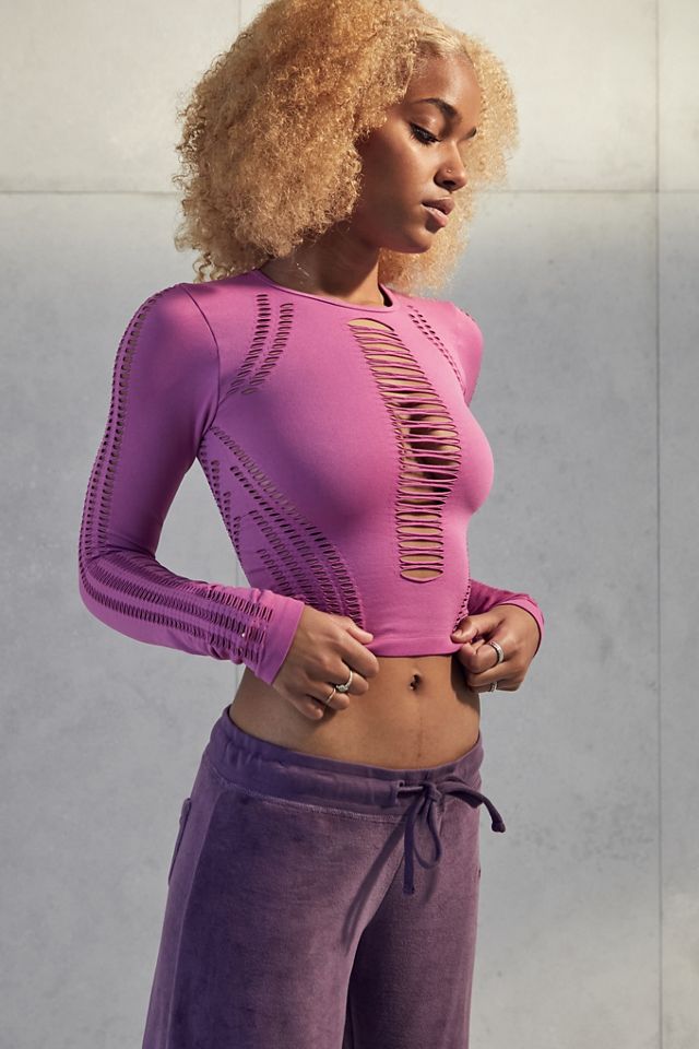 iets frans... Pink Saskia Lattice Cut-Out Top  #1