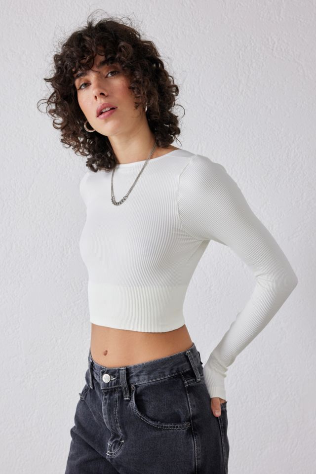 UO Josie Long Sleeved Seamless Ribbed Top | Urban Outfitters UK