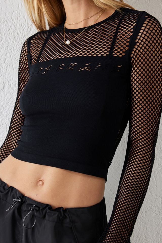 iets frans... Fishnet Logo Cut-Out Top #1