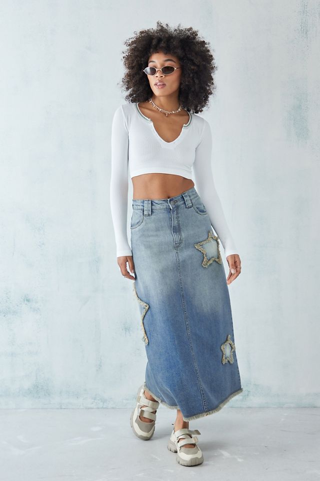 UO Go For Gold Notched Long-Sleeved Crop Top #2