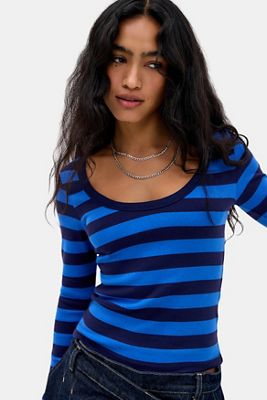 Camiseta de Manga Larga con Cuello Redondo Acanalada Off-Duty BDG