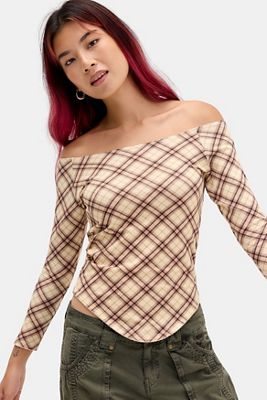 Camiseta Básica UO con Hombros Descubiertos y Mangas 3/4