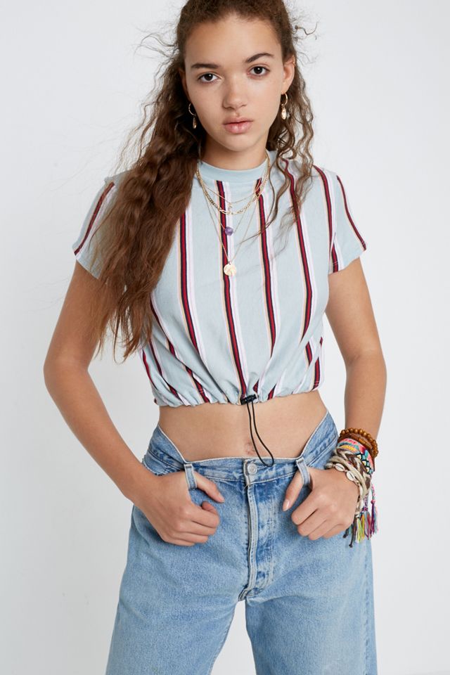 UO Vertical Stripe Bubble Hem T-Shirt