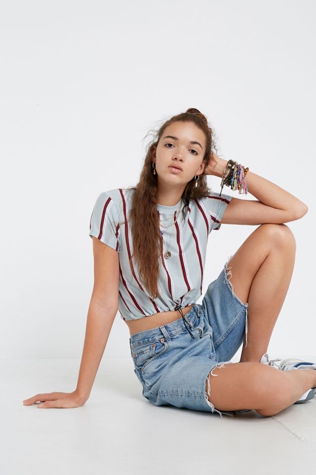 UO Vertical Stripe Bubble Hem T-Shirt #1