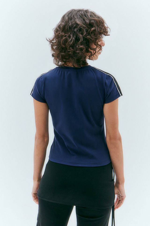 iets frans... T-shirt bleu marine à col en V avec logo #3