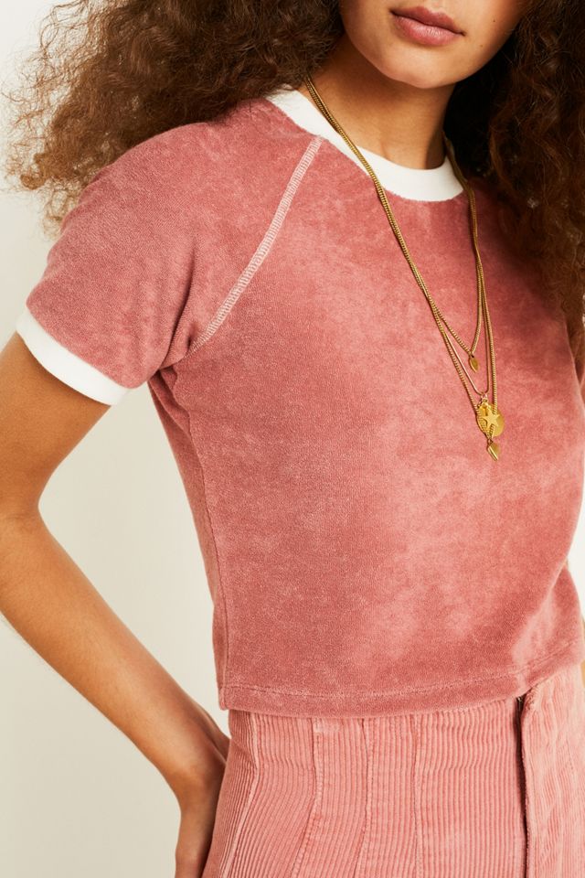 Urban Outfitters – Crop Top aus Frottee mit Raglanärmeln #3
