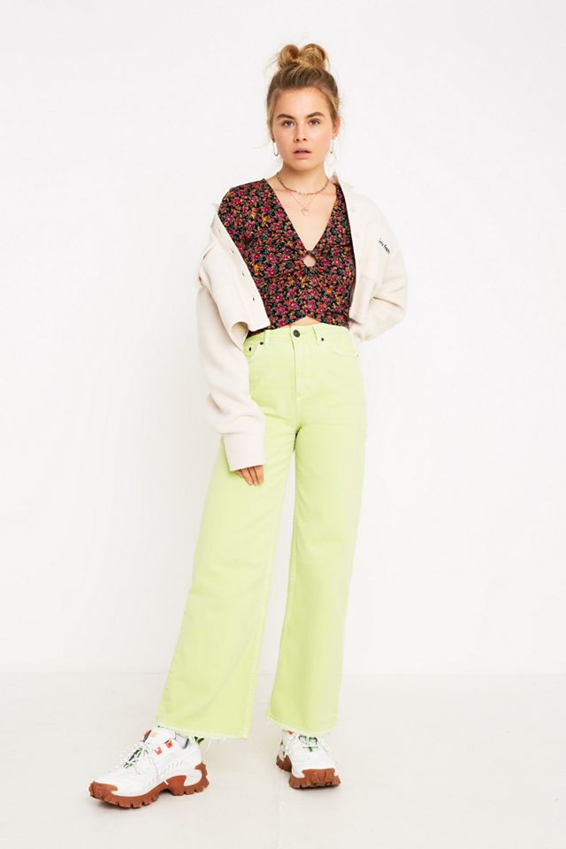 UO Pink Jacquard Floral Ring Front Long-Sleeve Blouse #2