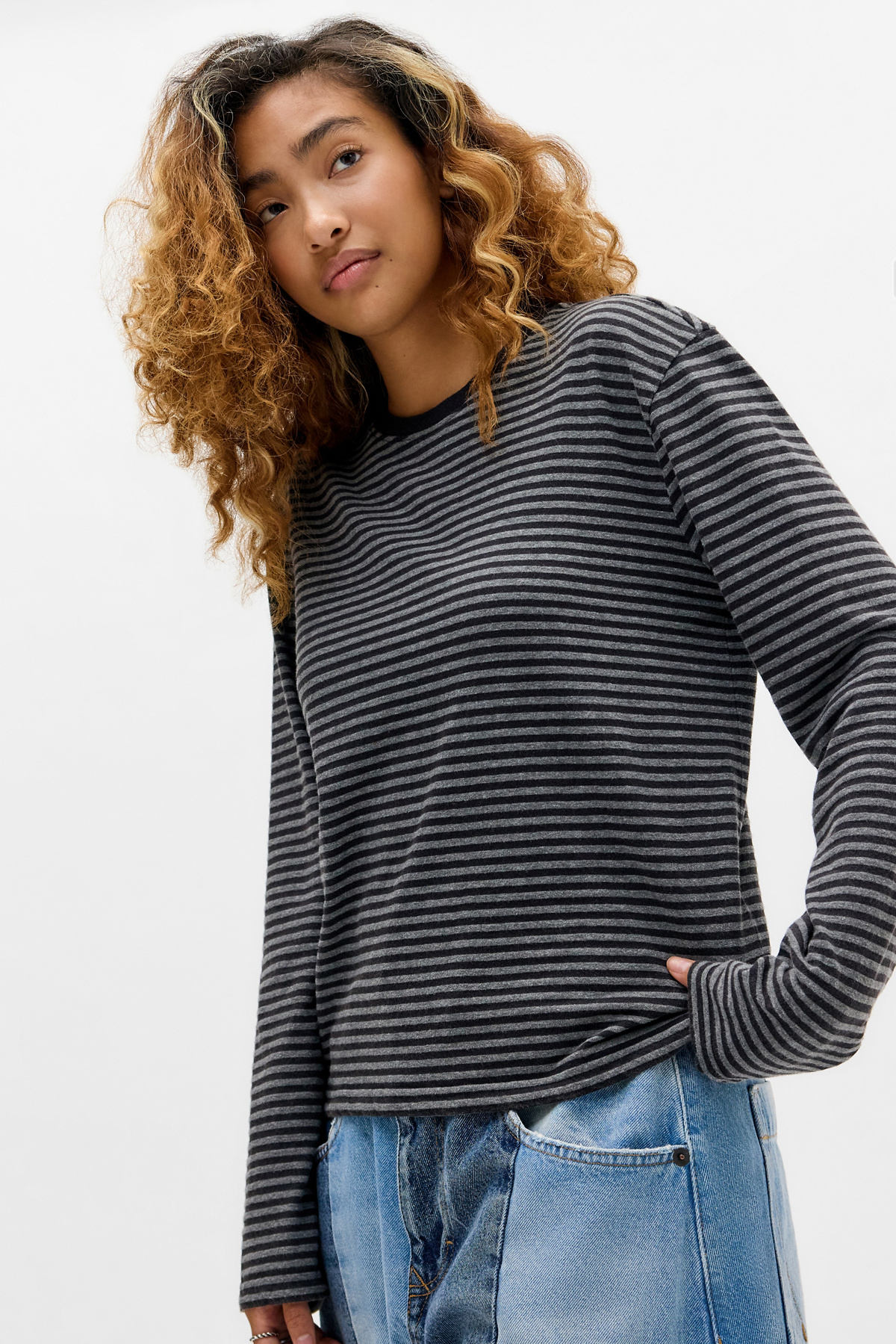 BDG Stripe Long Sleeve Relaxed T-Shirt