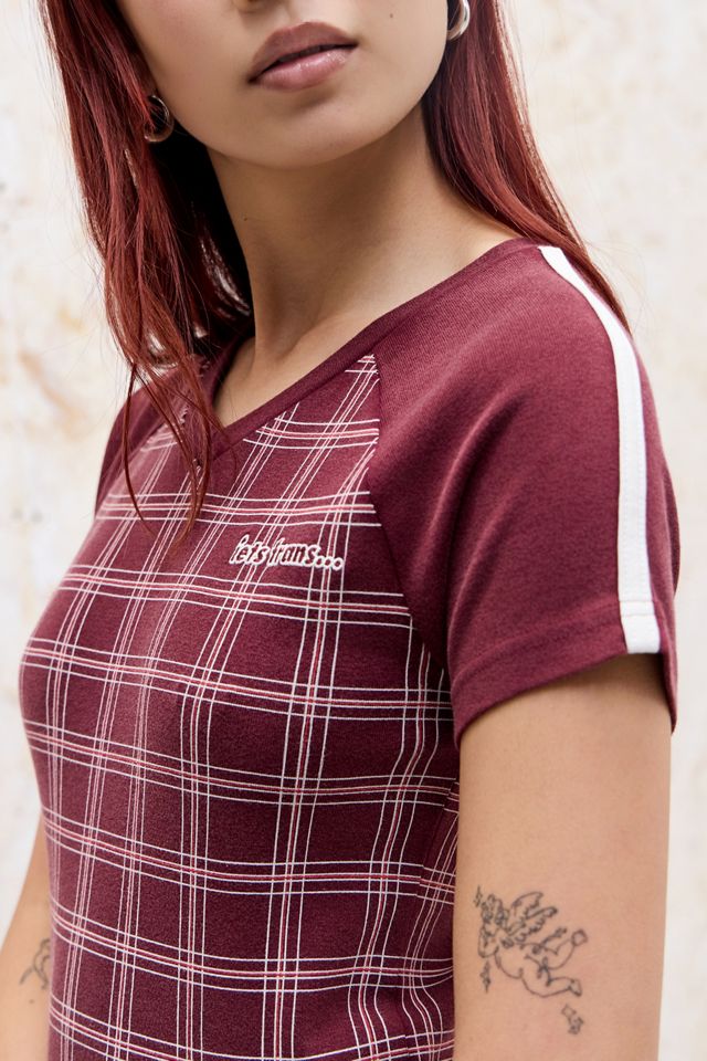 Camiseta de Cuello en V Alto a Cuadros iets frans... #2
