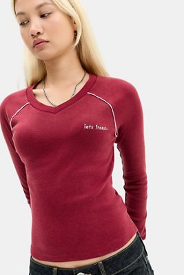 iets frans... Langärmliges T-Shirt mit hohem V-Ausschnitt