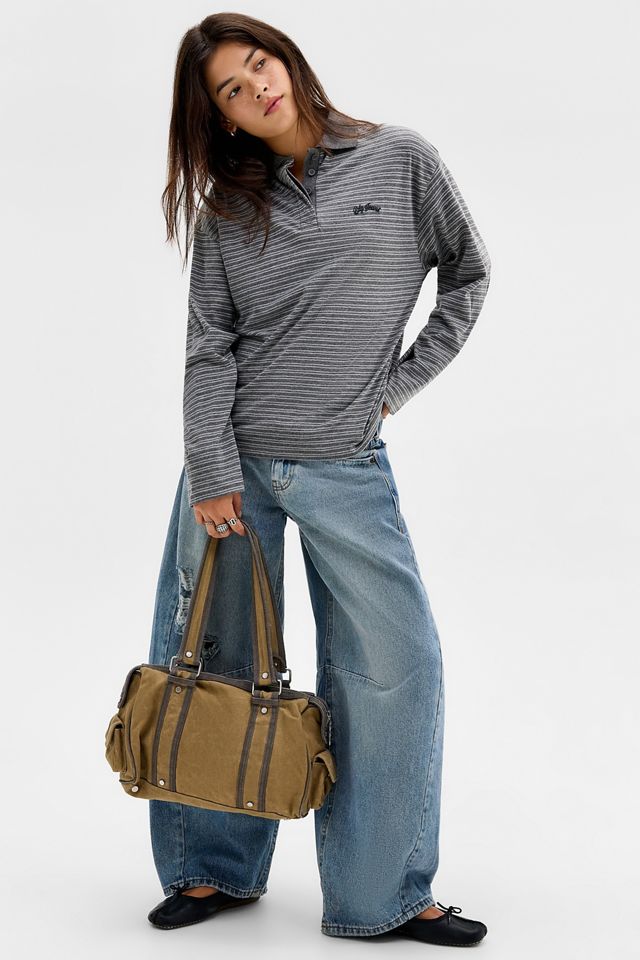 BDG Lukki Stripe Long Sleeve Polo Shirt #1