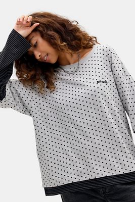 T-shirt a doppio strato a pois e righe Arlo BDG