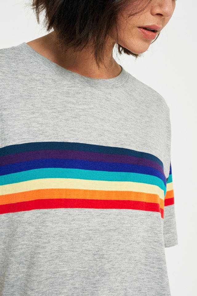 UO Rainbow Striped Sleeve T-Shirt #1