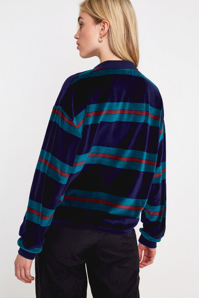 UO Velour Stripe Long-Sleeve Rugby Top #1