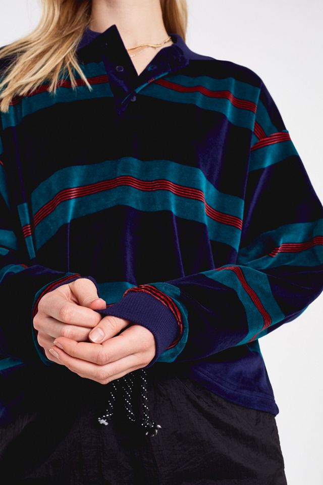 UO Velour Stripe Long-Sleeve Rugby Top #2
