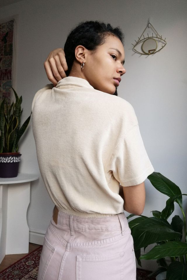 iets frans... Bubble Hem Towelling Crop Top #1