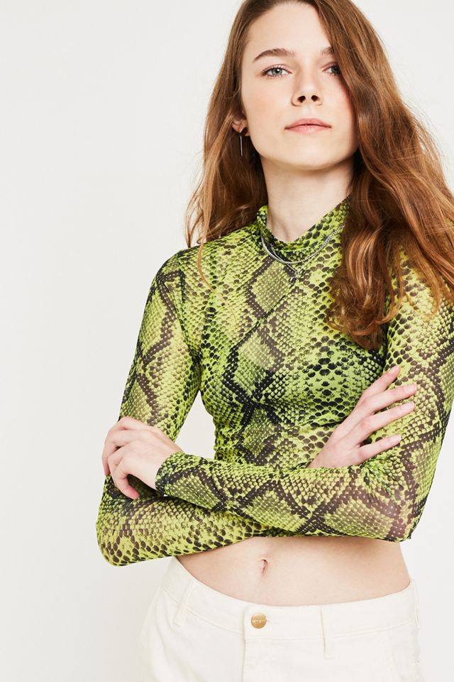 UO Neon Snake Print Funnel Neck Top #1