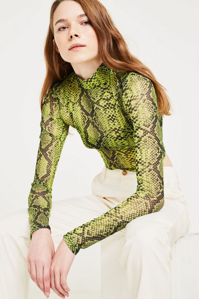 UO Neon Snake Print Funnel Neck Top #3