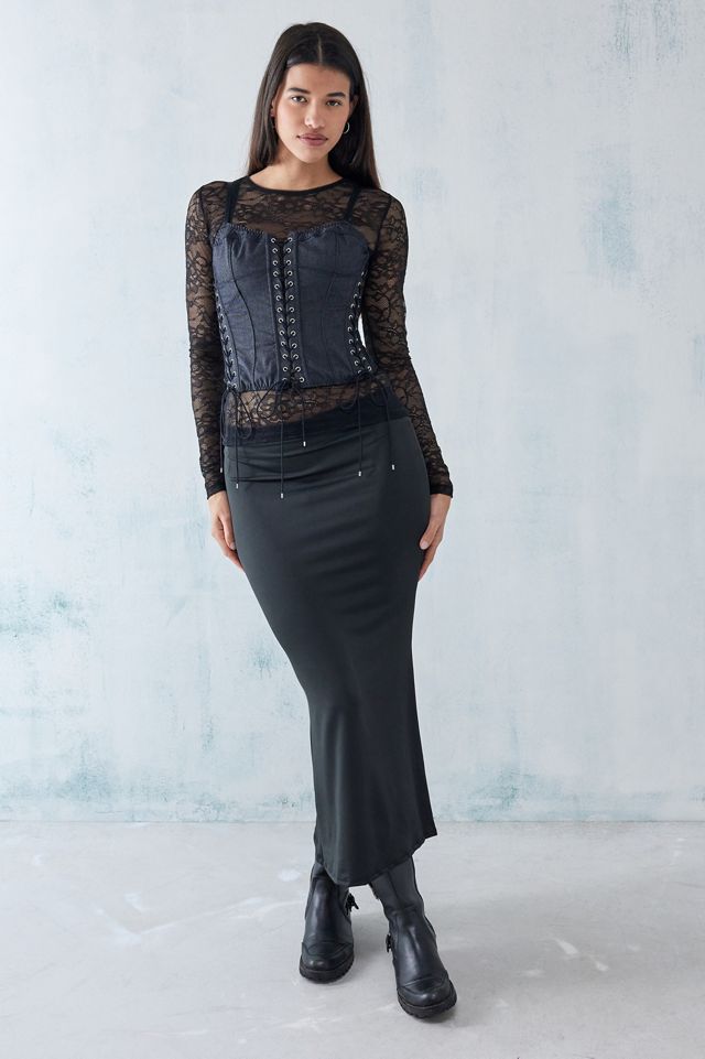 UO - Haut à manches longues en dentelle Dana noir #3