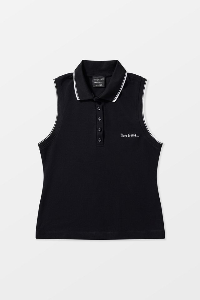 iets frans... Schwarzes Ärmelloses Poloshirt #6