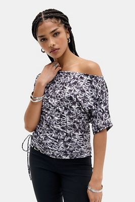 Maglietta Off-Shoulder con Lati Arricciati Silence + Noise