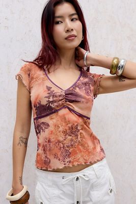 UO Erica Short Sleeve Mesh Top