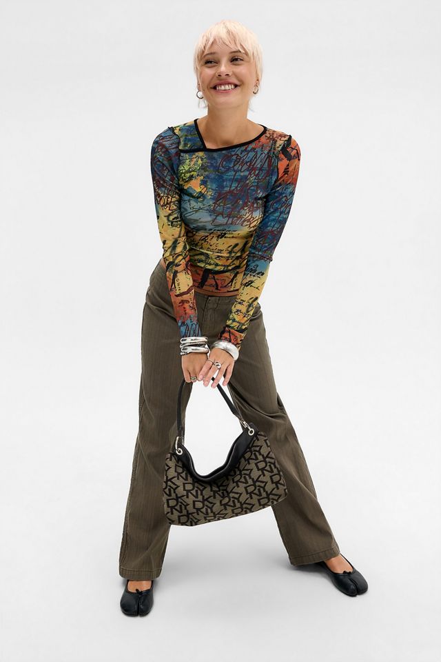 Silence + Noise Drae Mesh Print Long Sleeve Top #1