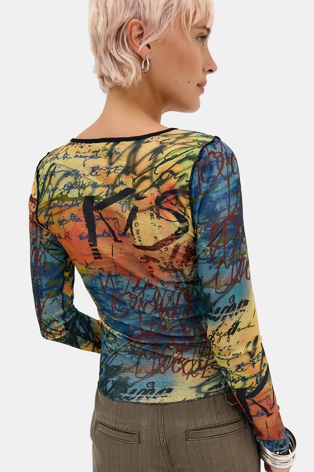 Silence + Noise Drae Mesh Print Long Sleeve Top #3